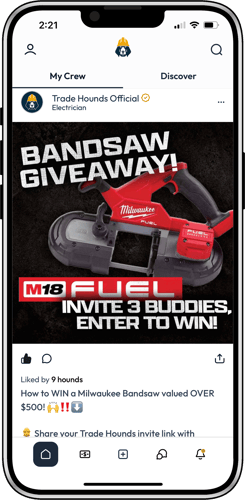 Milwaukee Bandsaw giveaway Trade Hounds cell phone