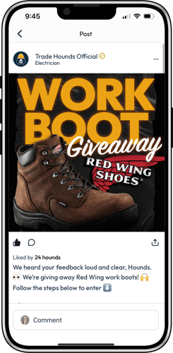 Red Wing work boot Trade Hounds giveaway on cell
